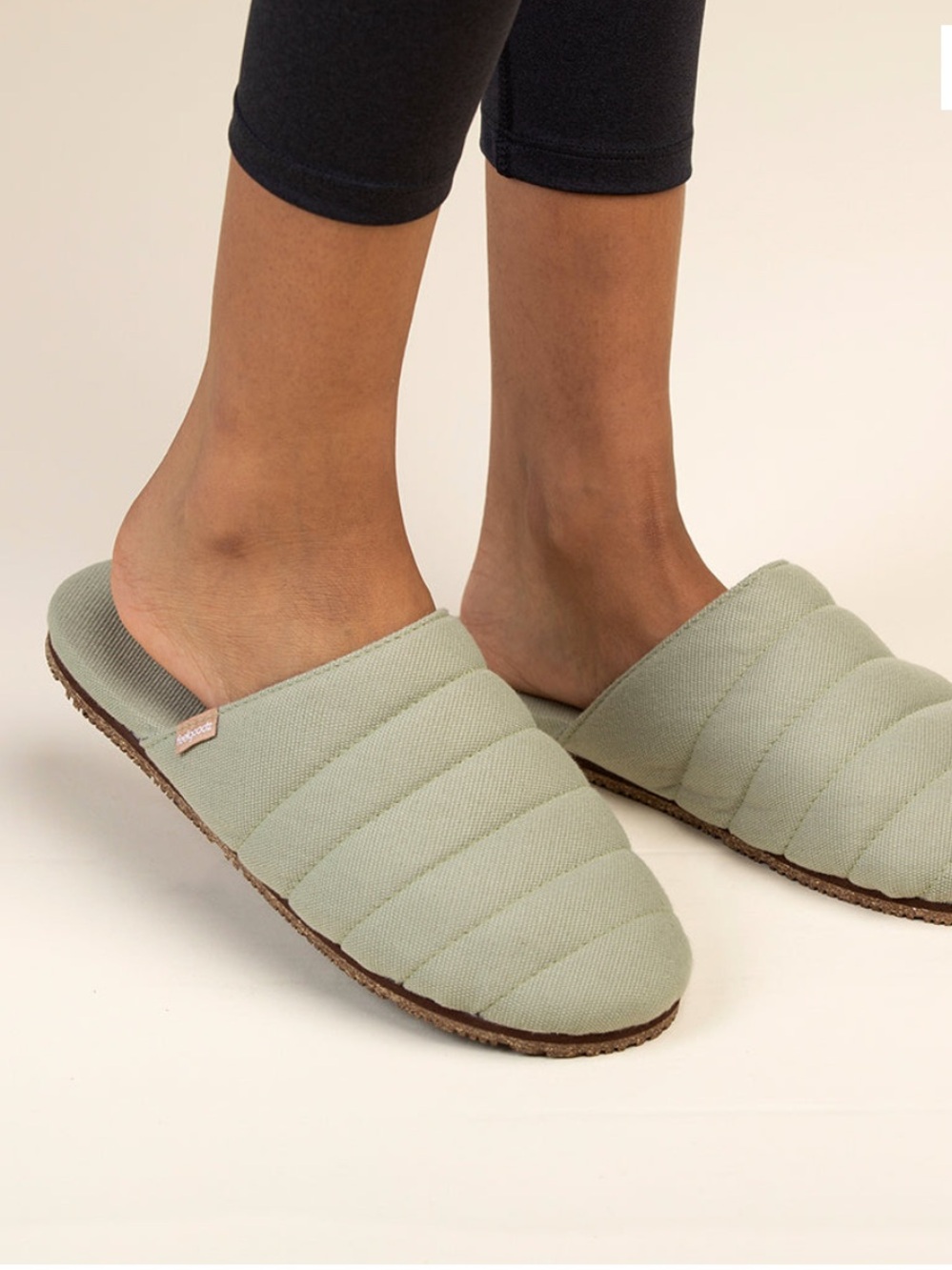 Feelgoodz Quilted Mule House Slippers - Sage